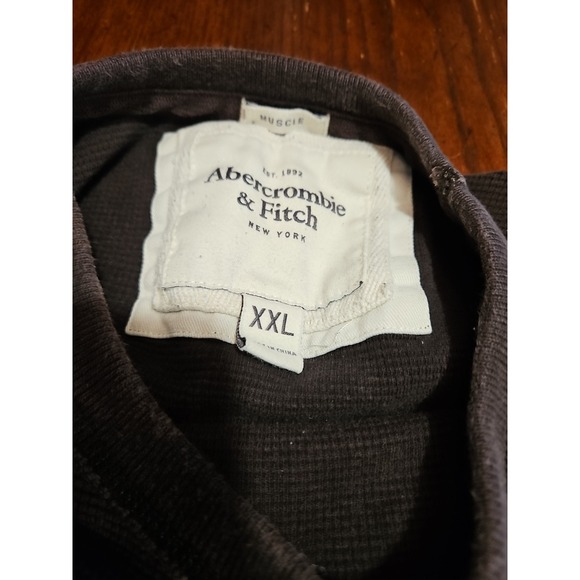 Abercrombie Mens Ribbed Knit Muscle Thermal Long Sleeve Shirt Brown XXL (A616) - Picture 3 of 8